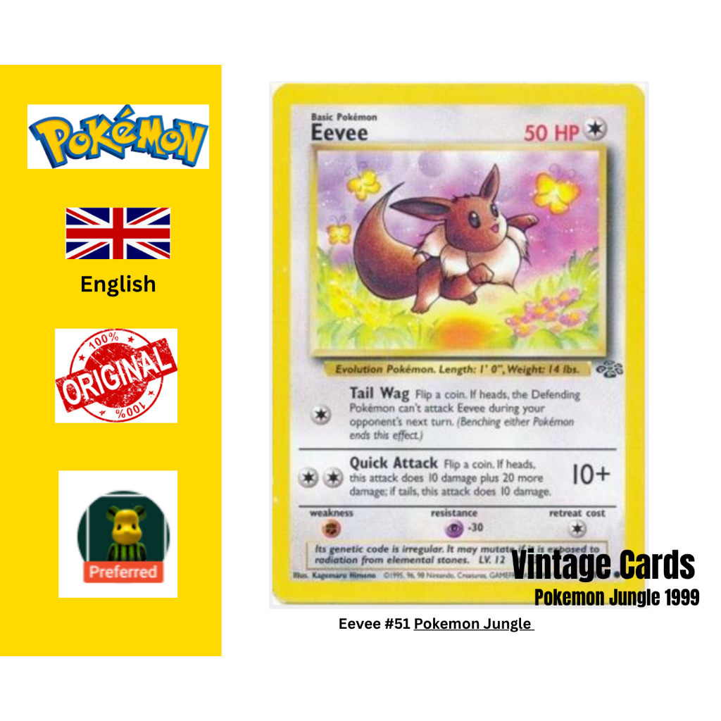 Eevee 51 Pokemon Jungle NM Pokemon TCG Vintage 151