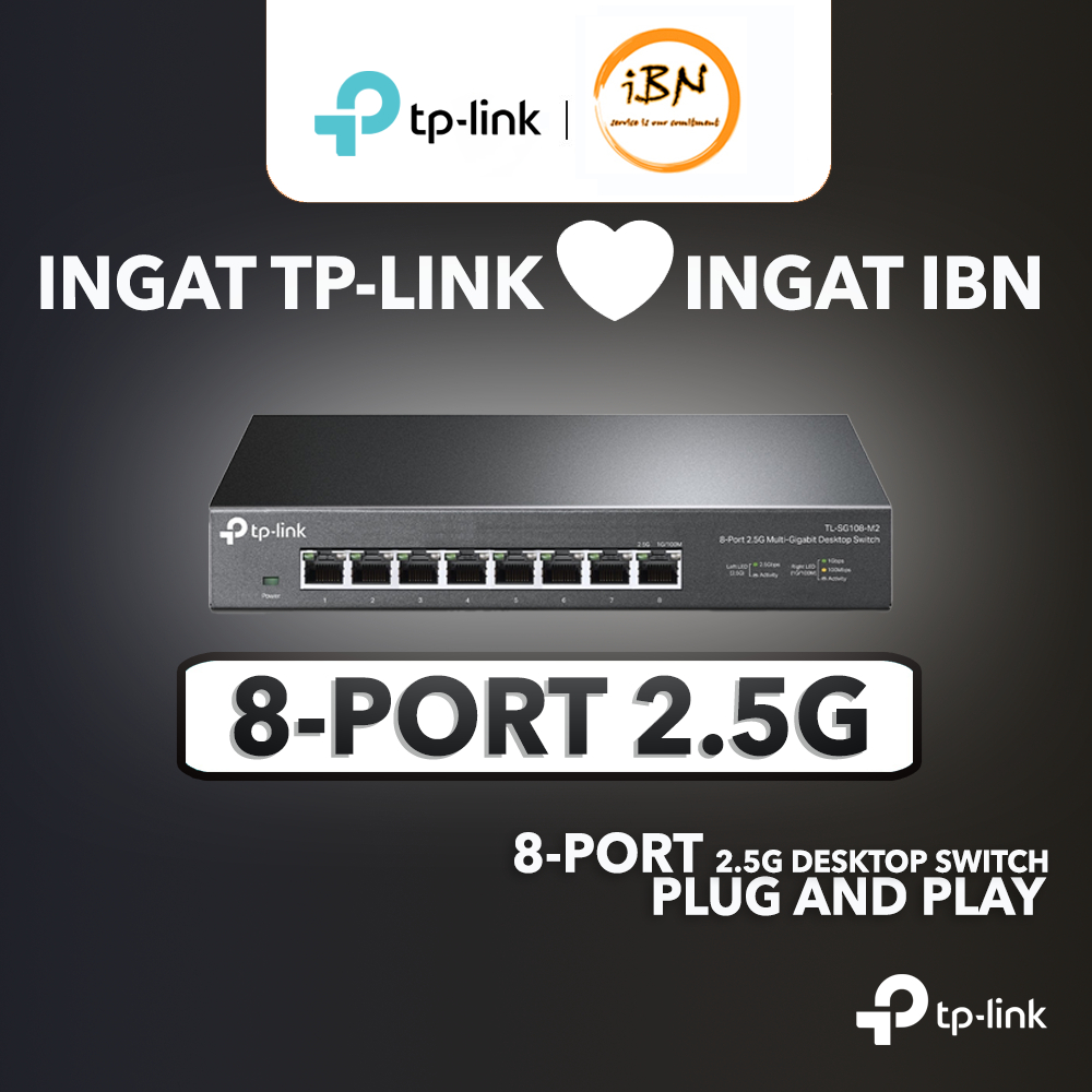 TP-LINK 8-Port 2.5G Desktop Plug and Play Network Switch TL-SG108-M2 @ IBN