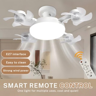 E27 Ceiling Fan Light Remote Control Silent LED Kipas Siling Lampu 2 in 1 Smart Dimmable 3 Color Bedroom Fan