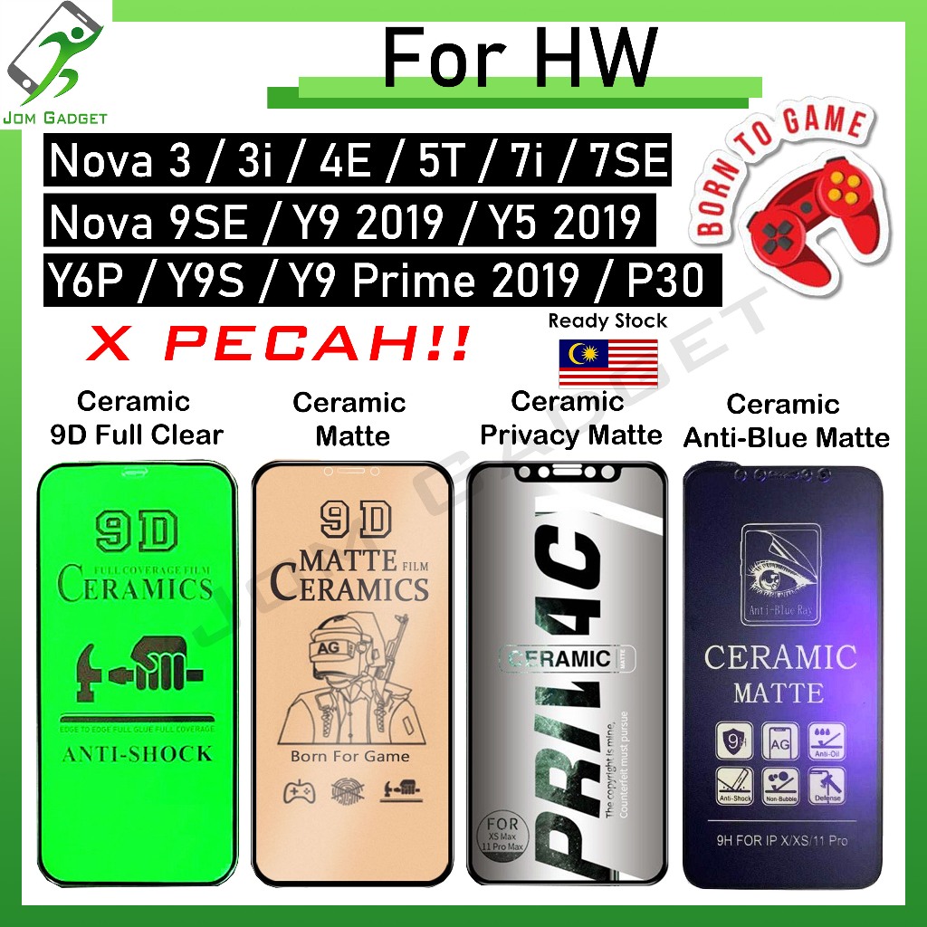 X PECAHFor HW Nova 3 3i 4E 5T 7i 9SE Y8S Y9S P30 Honor 400 Lite 200 สมาร์ท 90 X9 X8B X6 เซรามิคฟิล์ม
