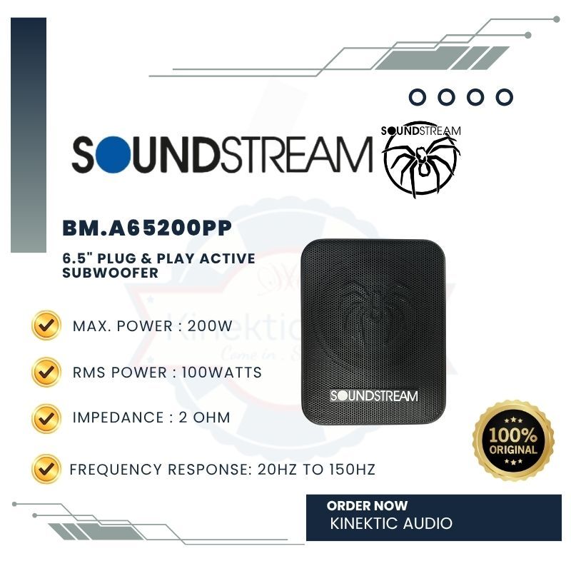 SOUNDSTREAM BM.A65200PP 6.5" ACTIVE SUBWOOFER UNDERSEAT WOOFER PLUG & PLAY 200W MAX POWER CAR AUDIO