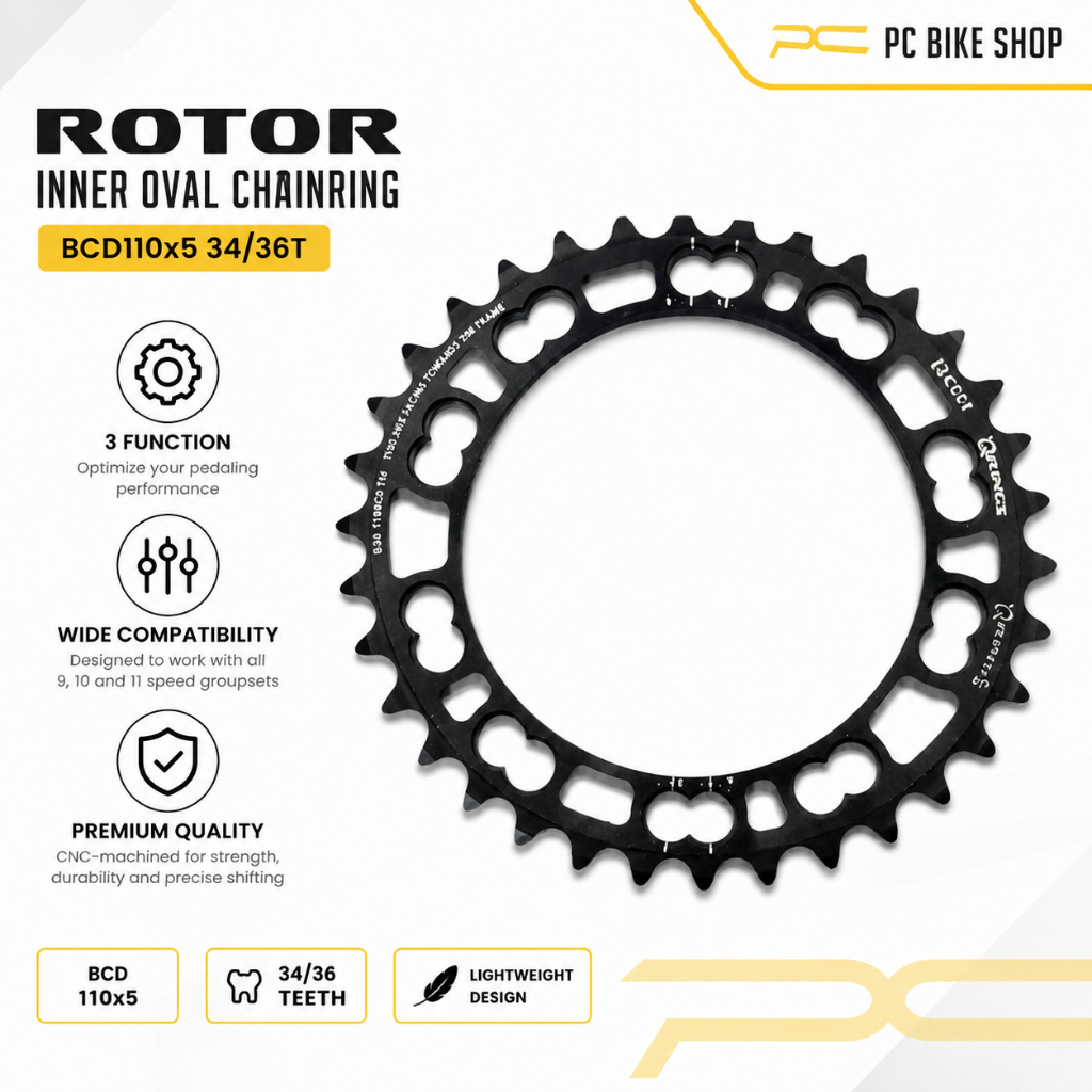 ROTOR BCD110X5 34/36T INNER OVAL CHAINRING Chainring ขี่จักรยานจักรยานเสือหมอบ Crank Component Basik