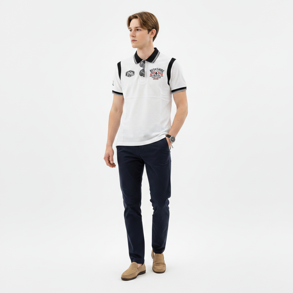 RCB Polo Club Men เสื้อโปโลปักแขนสั้นคอปก MTS61029 – สีขาว