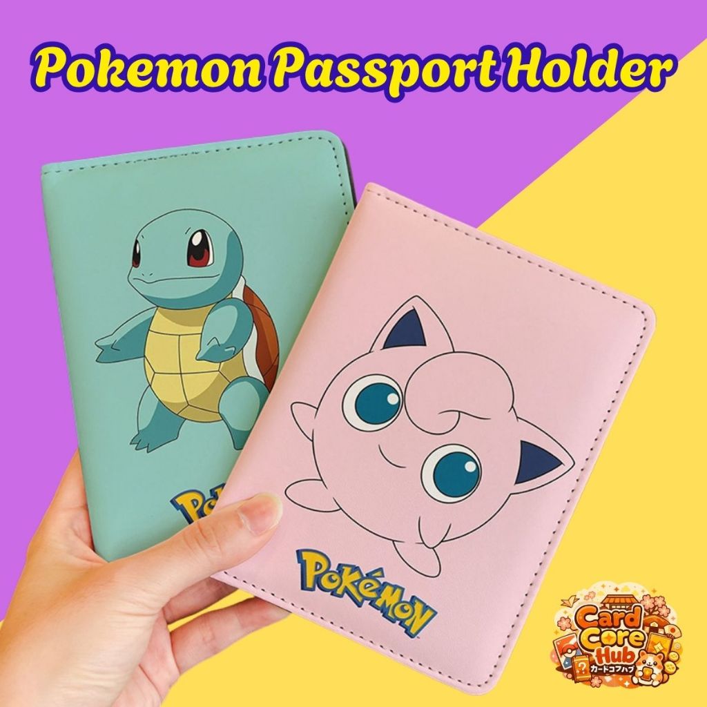 Pokemon PU หนังกระเป๋าเดินทางหนังสือเดินทาง Pikachu Snorlax Psyduck Bulbasaur Squirtle Jigglypuff Ge