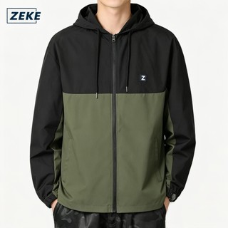 ZEKE C0047 Men's Waterproof Hooded Jacket Raglan Sleeve Tops Lelaki Lengan Panjang Tracksuit Casual Coats