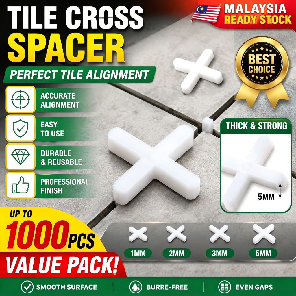 Tile Cross Spacer [แพ็กสุดคุ้ม 500 ชิ้น] 1 มม.กระเบื้องพลาสติก Alignment Leveler Spacer สําหรับกระเบ