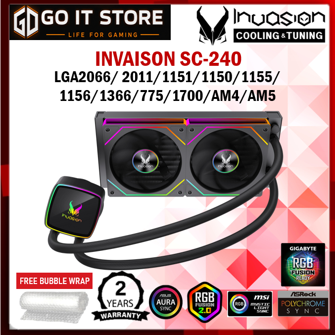 INVASION SC-240 YZ-240 240mm AIO CPU Liquid Cooler Water Cooler (สีดํา/ขาว)