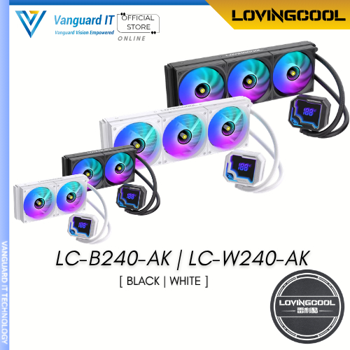 LOVINGCOOL LC-B240-AK / LC-W240-AK 240MM LIQUID COOLER AIO TEMPERATURE DISPLAY (สีดําสีขาว)