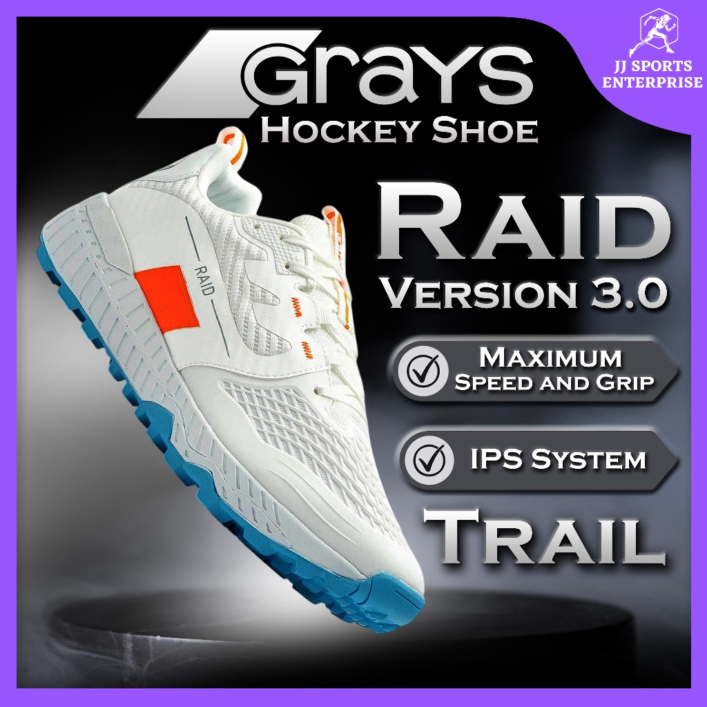 Greys Hockey Shoes Raid 3.0 Kasut Hoki Turf Shoe Greys Hockey Shoe Kasut Padang White