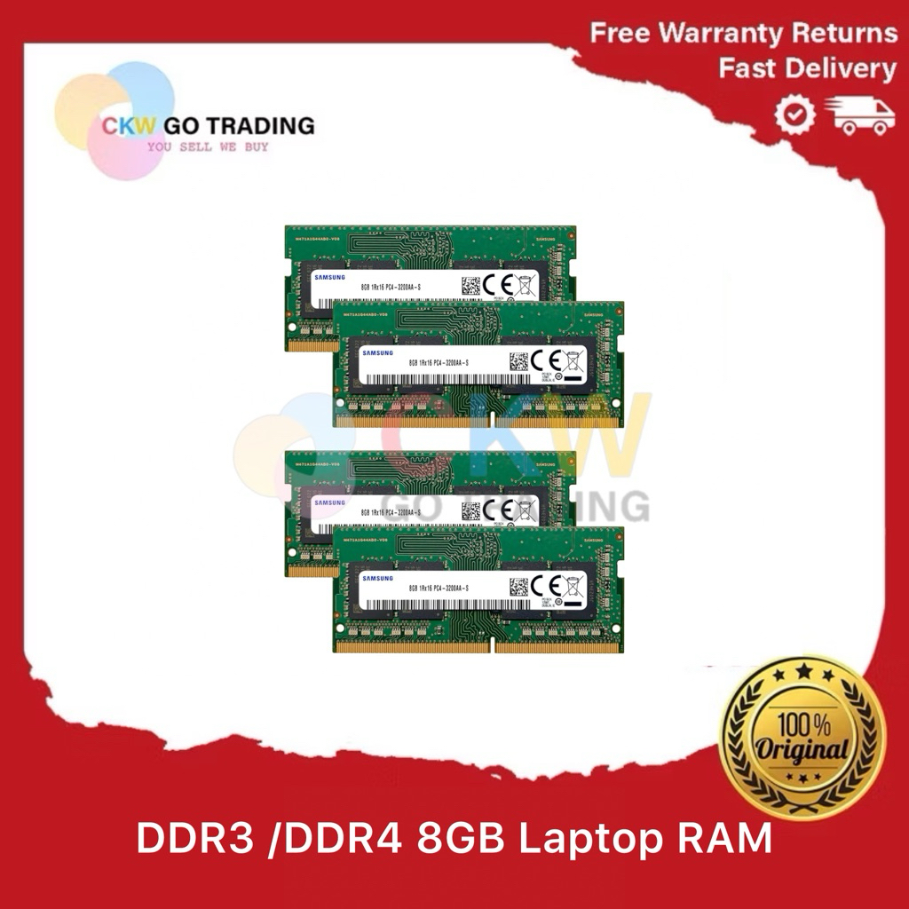 แล็ปท็อป 8GB 4GB 2GB DDR4 / DDR3 RAM Mix ยี่ห้อ Kingston Samsung Skhynix ADATA กลุ่มทีม