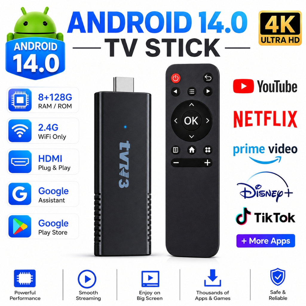 TV Stick Android 14.0 4K 8+128G UHD Google TV Streaming Media Player YouTube Netflix M98 VIDEO STICK