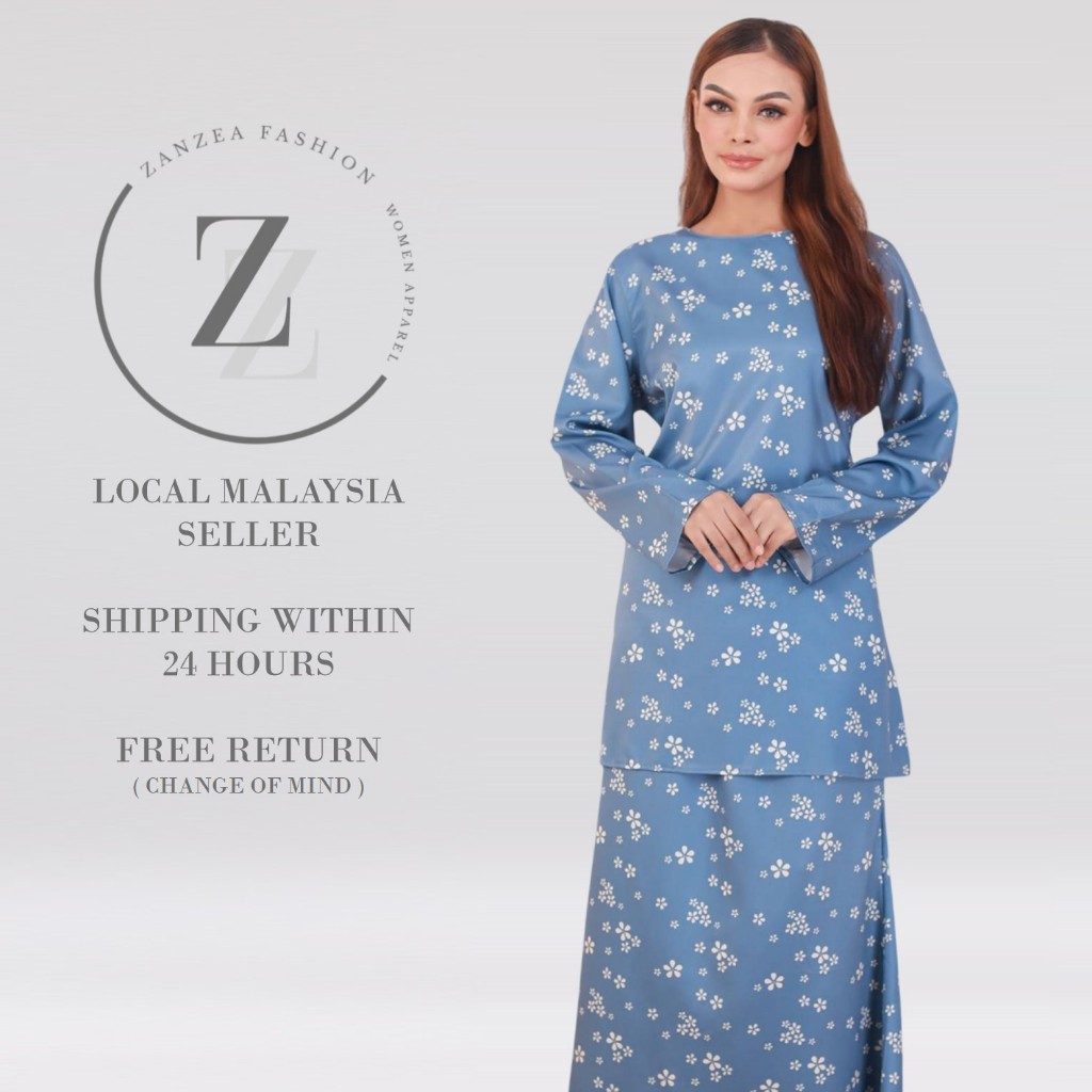 ZANZEA Sutra Baju Kurung Moden Flora Matte Satin [K16/435]