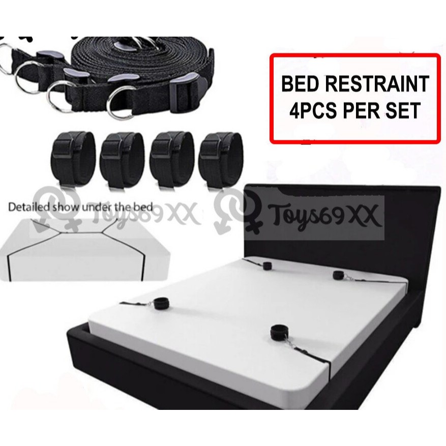 SM Under Bed Restraint Strap Rope เชือกความปลอดภัยและตลกสําหรับคู่รักของเล่นเชือก PU หนังฟองน้ําผู้ใ