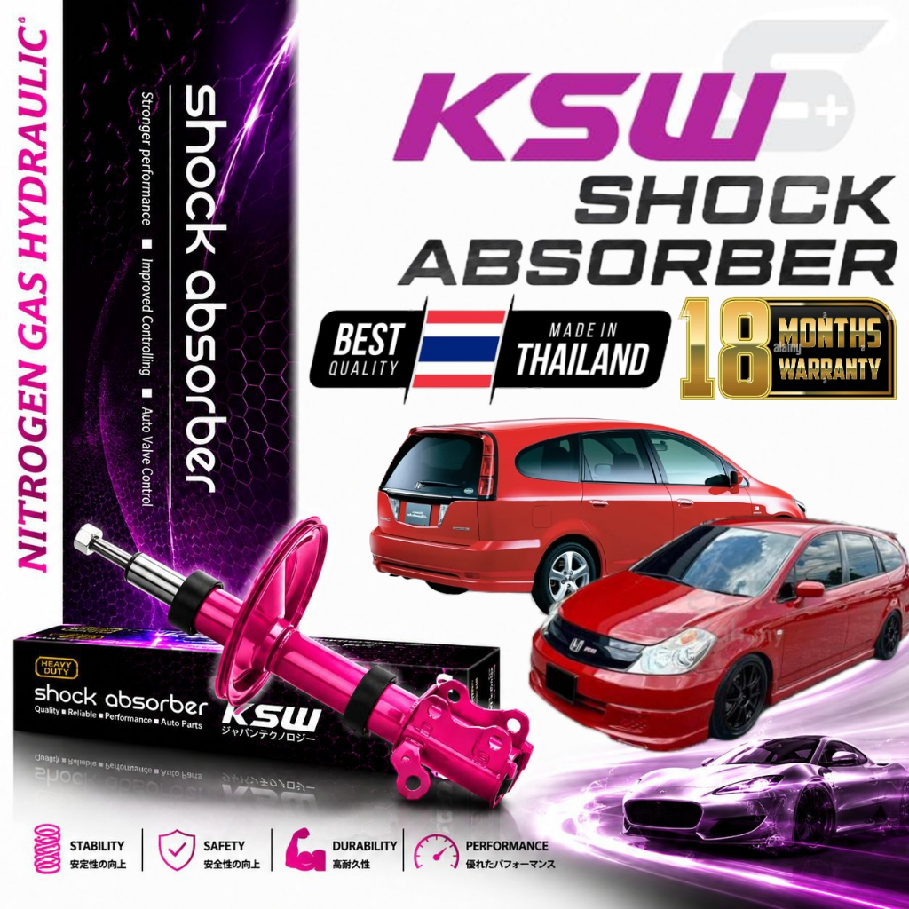 KSW S+ HEAVY DUTY SHOCK ABSORBER สําหรับ HONDA STREAM RN1 RN2 RN3 RN5 S7A S7C 1.7 2.0 FRONT & REAR S