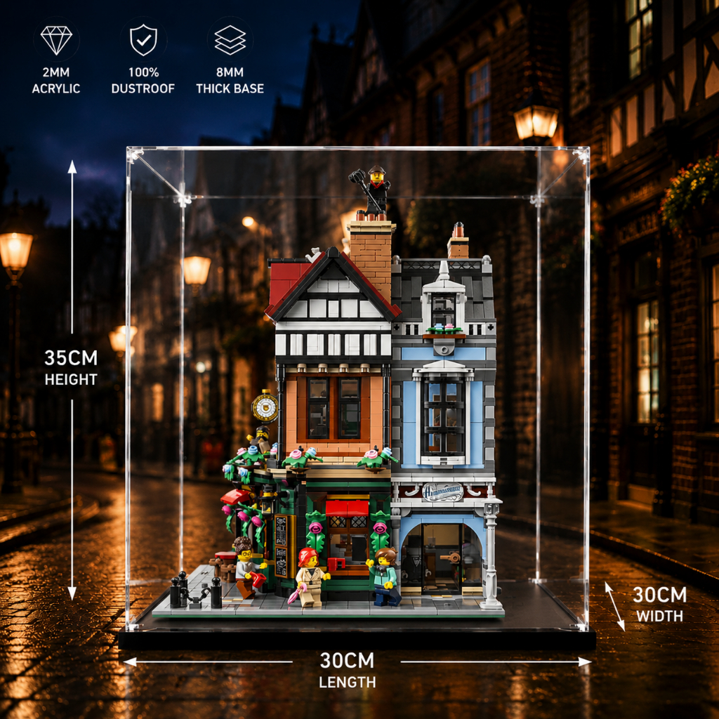 กล่องใส่เลโก้ Lego 10350 Tudor Corner กล่องอะคริลิคใส ตู้โชว์โมเดลตึกยุโรป สั่งตัดตามขนาด กันฝุ่น