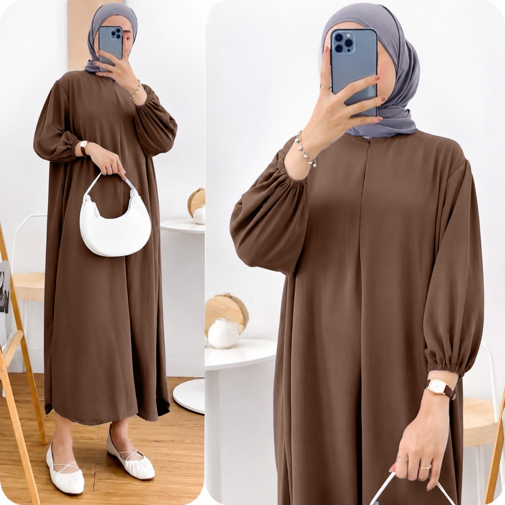 Fatthia Cringkle Airflow Dress Contemporary Gamis Nursing Friendly Gamis By FANTASTIC ONLINE STORE