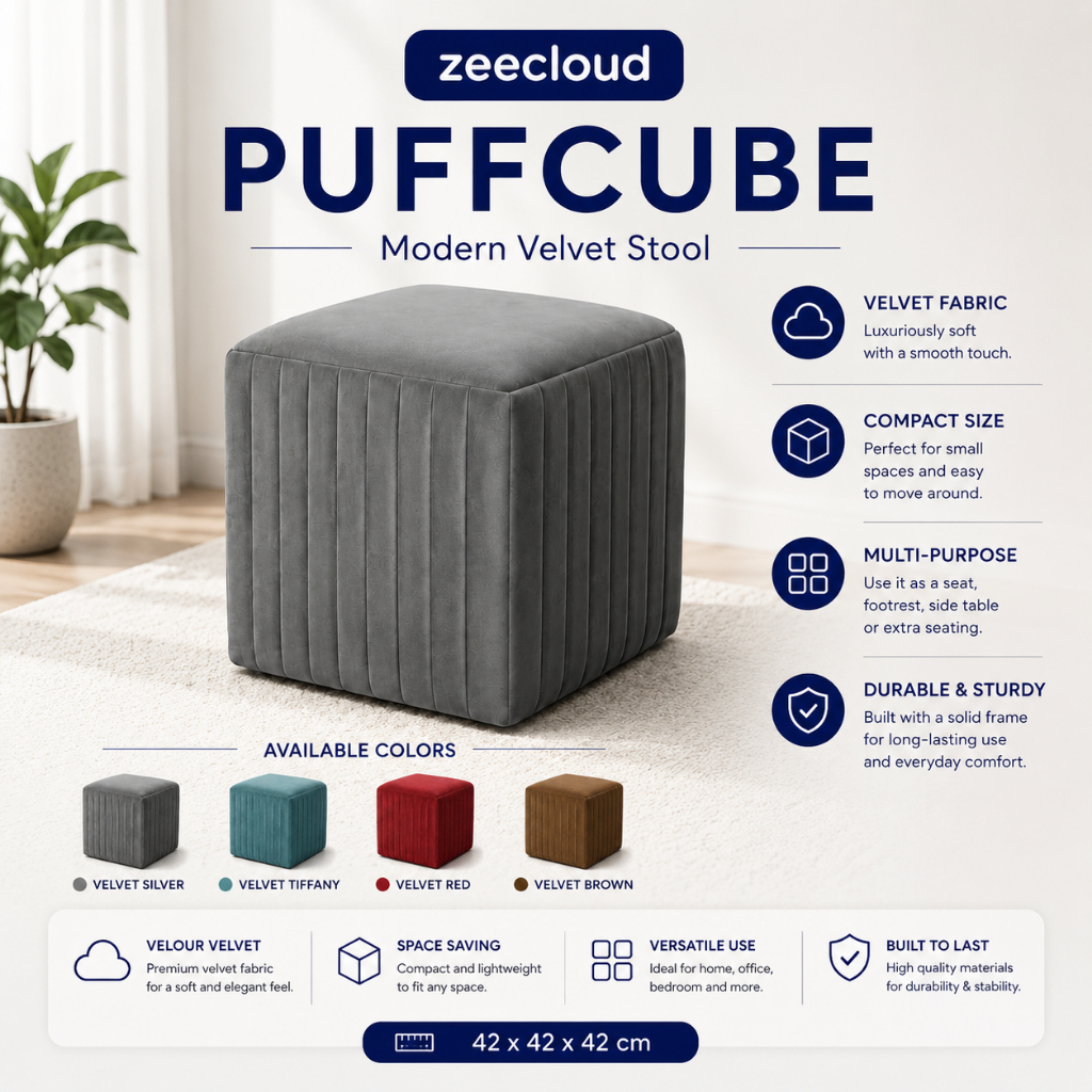 ซีโคลุด® PuffCube สตูลกํามะหยี่ Ottoman Seat Cube Chair ส่วนที่เหลือเท้า Modern Bench