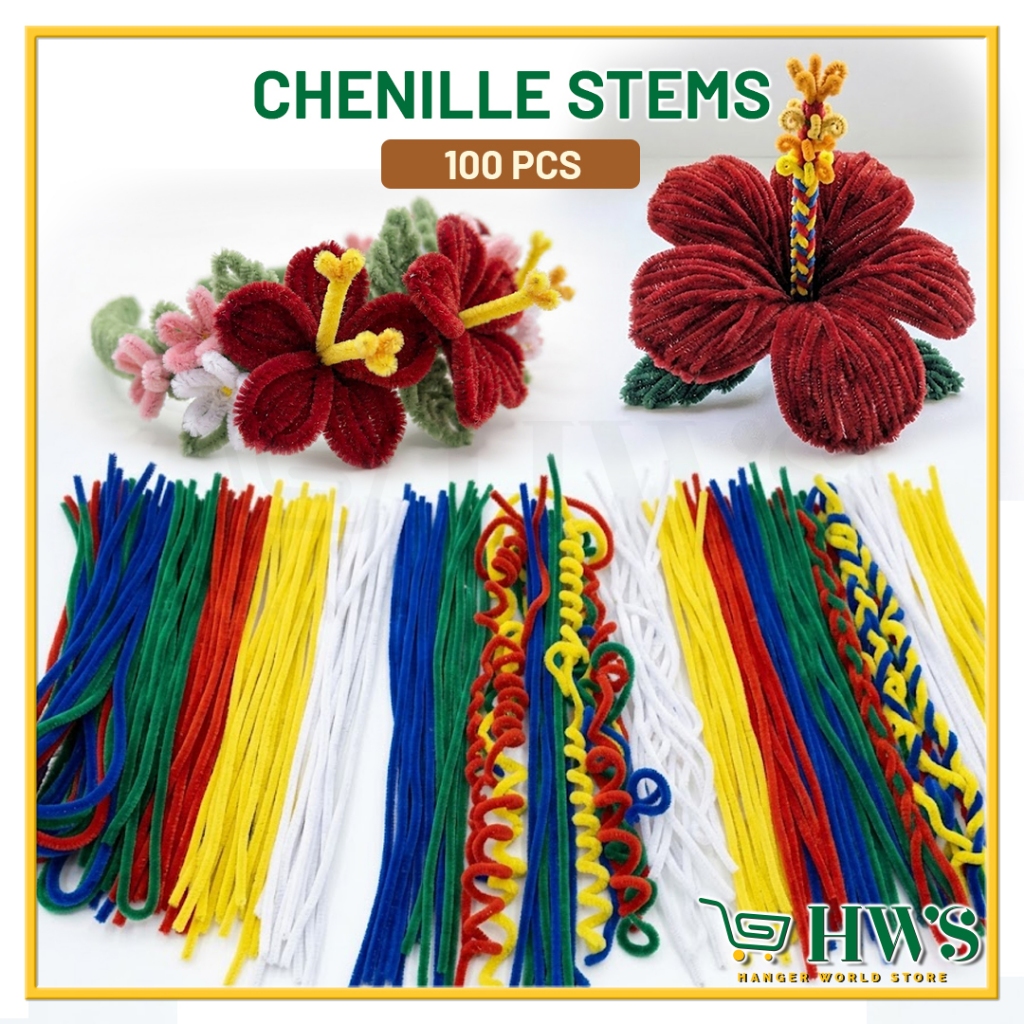 HWS DAWAI BULU DIY PIPE CLEANER FLOWER BOUQUET COLORFUL CHENILLE STEMS WIRE PIPE CLEANERS ASSORTED A