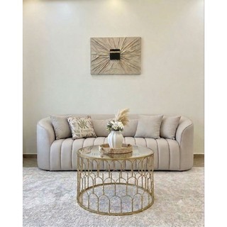 Sofa line bulat, Mk Curve sofa.Modern Luxury Sofa Set 3+2+Stool | cashew sofa | Sofa Ruang Tamu Elegant | Murah