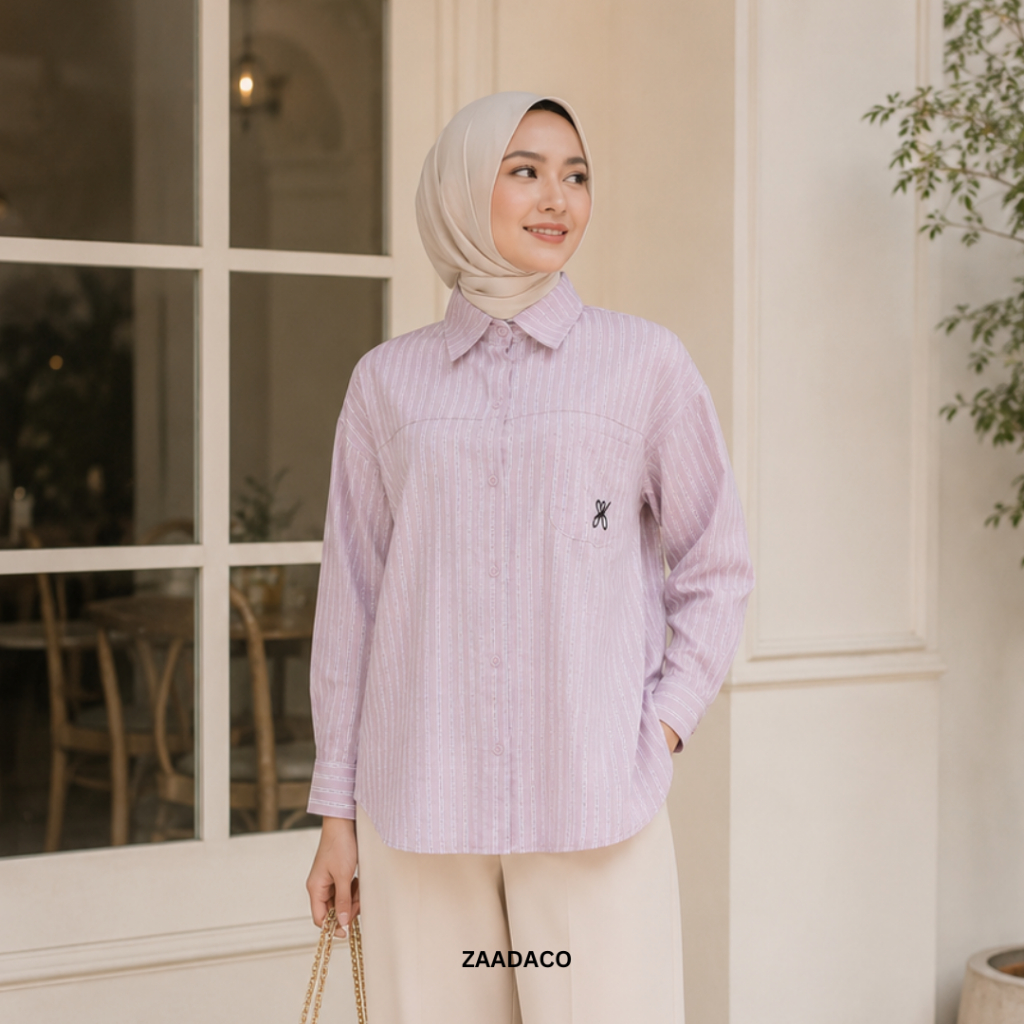ZAADACO: STRIPE BLOUSE U8795 I KOREAN BAGGY STYLE TOP BLOUSE I FREESIZE I PASTEL BLOUSE I CUTE AND F