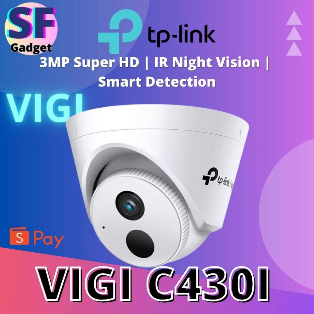 TP-Link VIGI C430I 3MP กล้อง IP กล้องวงจรปิด Super HD IR Night Vision การตรวจจับอัจฉริยะ