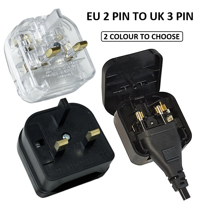 (EU TO UK FUUSED) ปลั๊ก 2 ขาถึง 3 ขา / ปลั๊ก EU เป็น UK