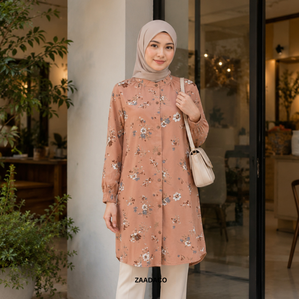 ZAADACO: LONG BLOUSE MUSLIMAH WEAR U8640 สําหรับสวมใส่ทุกวันหลวมและความสะดวกสบายเป็นพิเศษการออกแบบ F