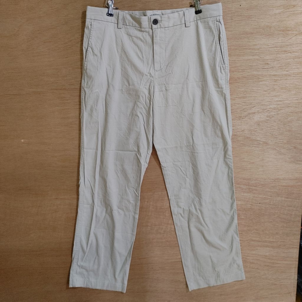 ก.ฮ. เบสแอนด์โค Wilton Chino Pants Men Size 34x30 Bass Premium Khaki Cotton Slacks bundle /2