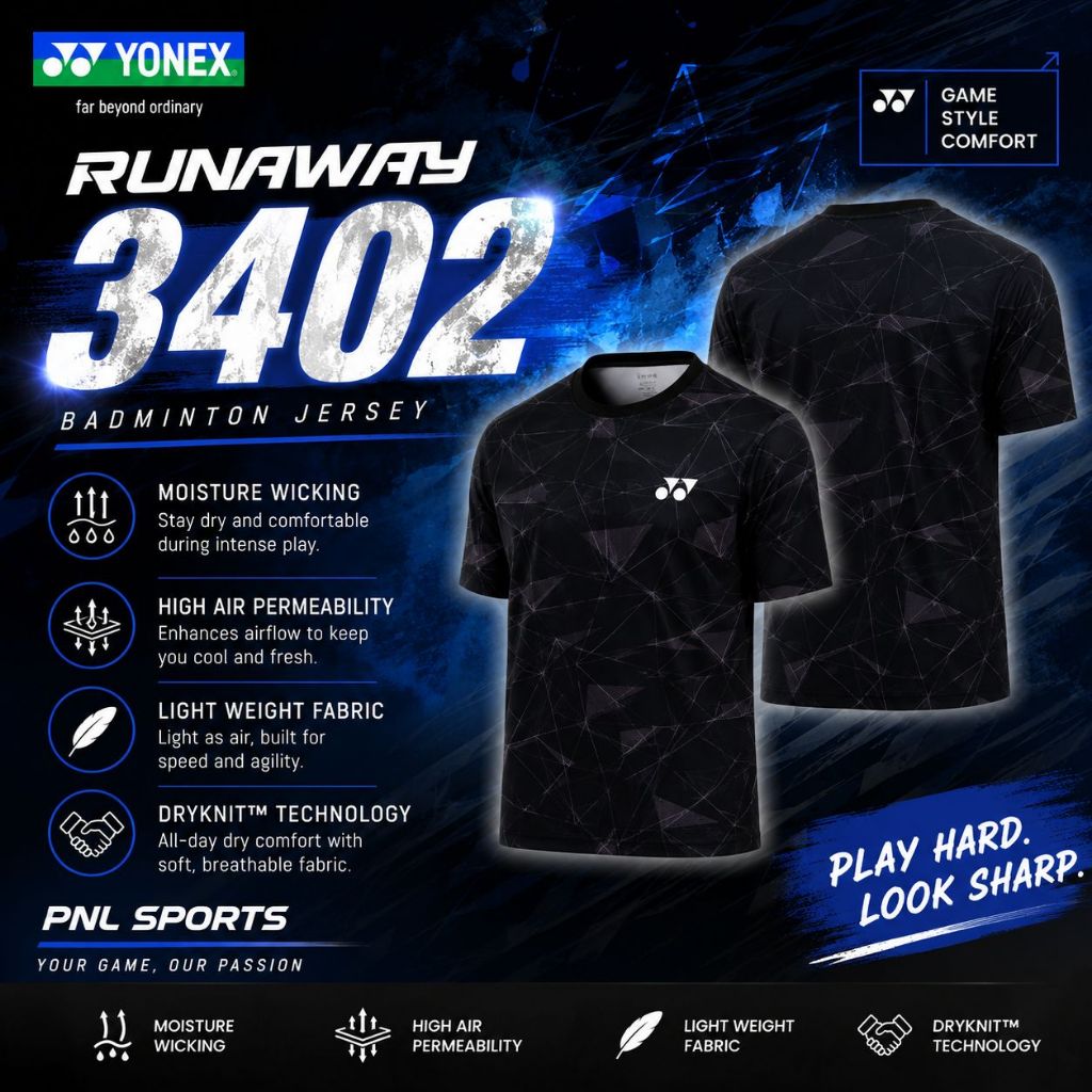 เสื้อ Yonex Runaway 3402 / เสื้อแบดมินตัน / เสื้อยืดฝึกซ้อม Yonex Runaway Series 3402 / Baju Yonex