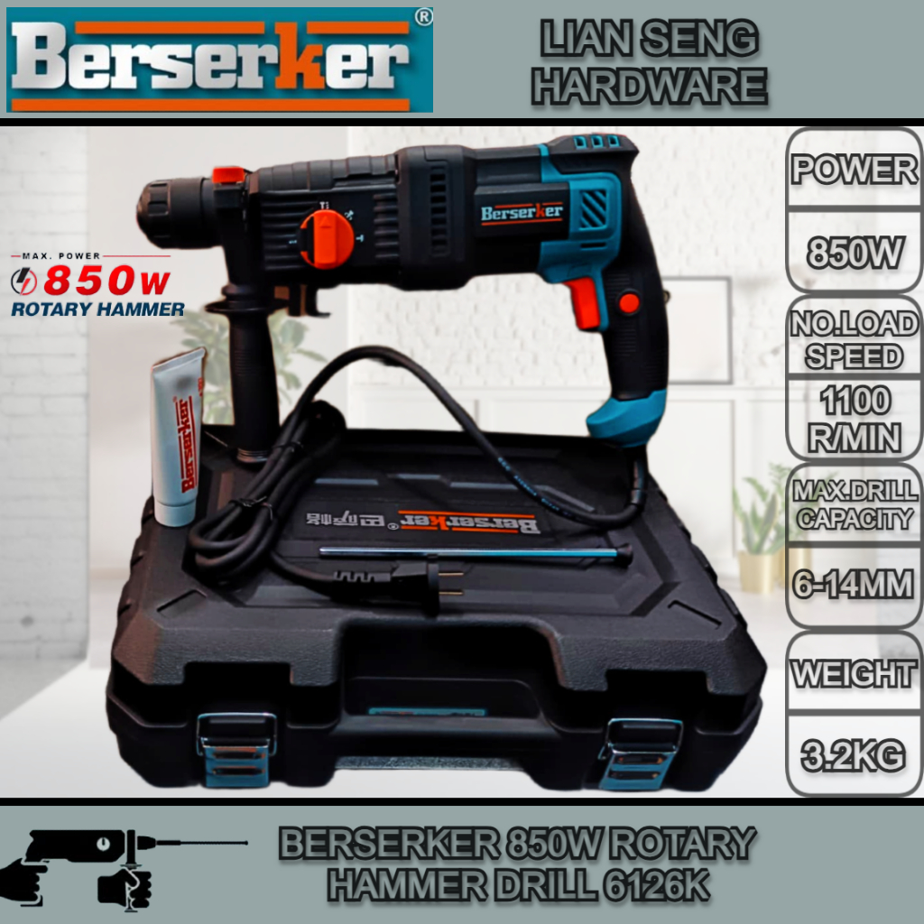 BESERKER 850W ROTARY HAMMER DRILL 6126K