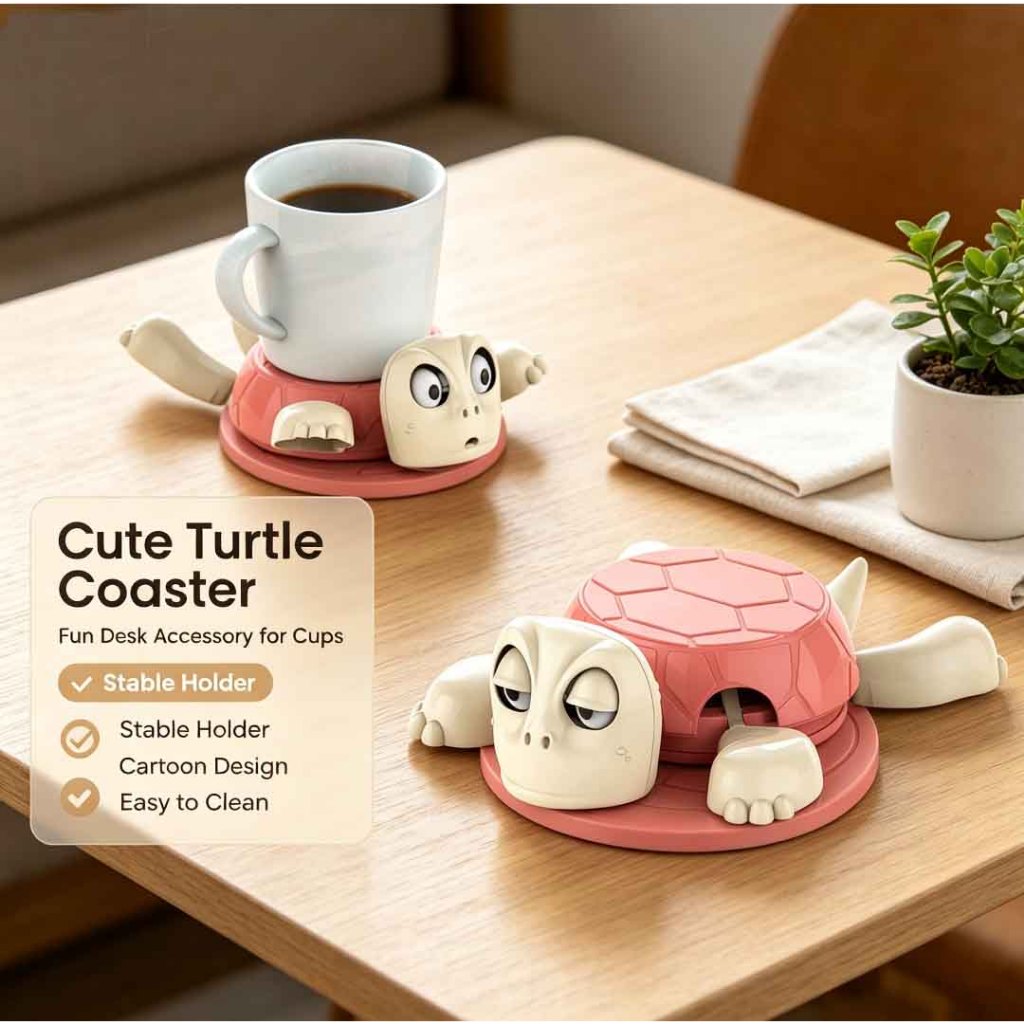 แผ่นรองถ้วยเต่า Quirky ของเล่น, กด ABS Panicked Turtle Coaster, Creative Gaping Eyes ตลก Expression 