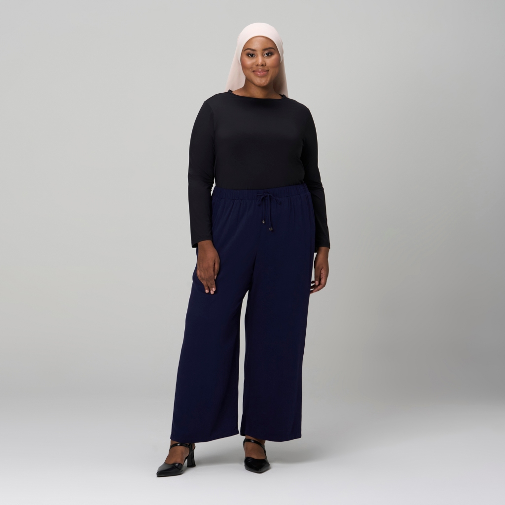 นางสาว READ Drawstring Pants Size UK12-24 Navy MD63445-PB