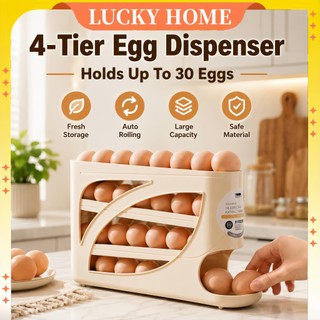 30 Grids Egg Automatic Scrolling Refrigerator Egg 4 Tier Egg Rack Tray Storage Egg Dispenser Eggs Rack Organizer 鸡蛋盒