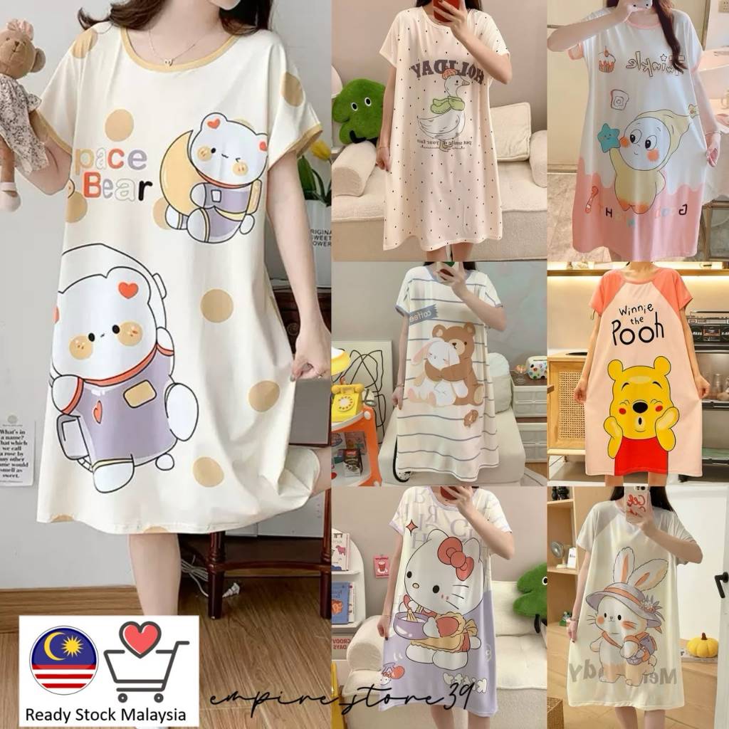 Baju tidur plus ขนาดชุดนอนการ์ตูนชุดนอน Baju Tidur Wanita การ์ตูนชุดนอนชุดนอน Pyjama Wanita