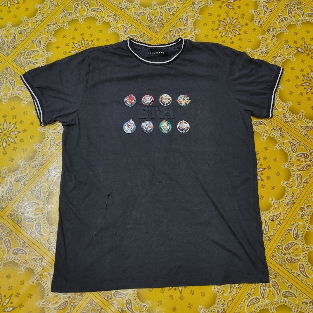 Baju PENSHOPPE BT21 Hitam Saiz L Men T-Shirt Casual Bundle -5