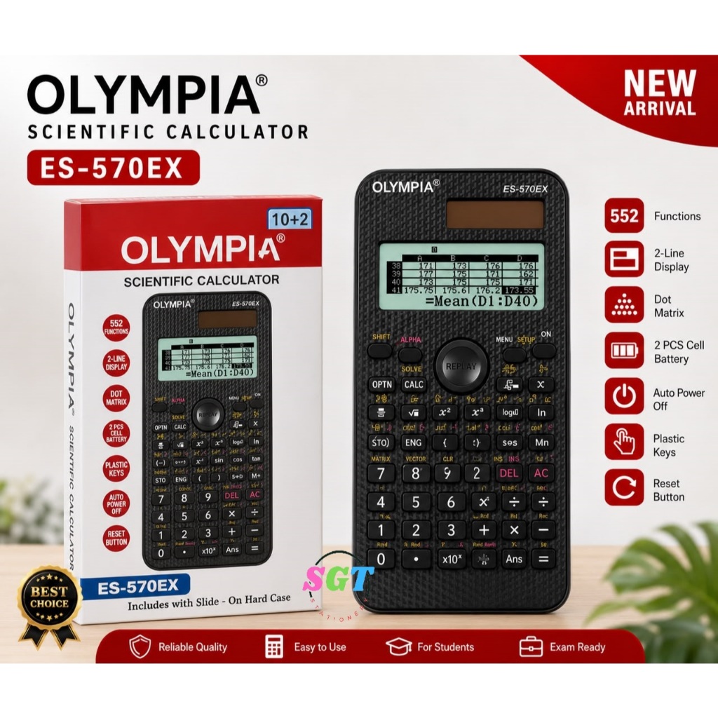 Olympia เครื่องคิดเลขวิทยาศาสตร์ ES-570EX สําหรับ SPM/STPM และนักเรียนข้างต้น
