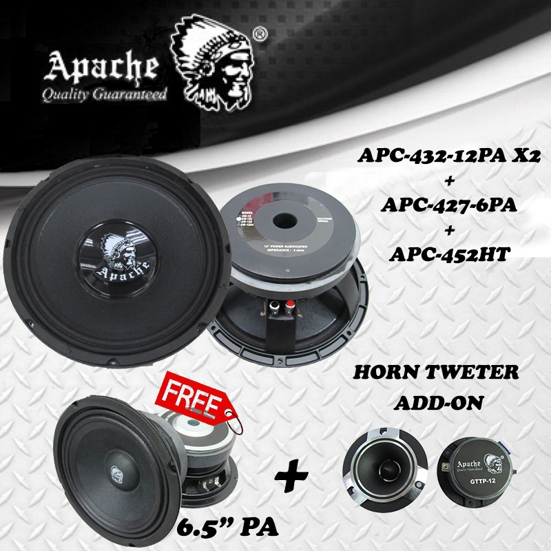 ! ซื้อ 2 ฟรี 1 ! APACHE UNIVERSAL 12 INCH PA SINGLE COIL POWER SUBWOOFER 1200 วัตต์ 6.5 "PA SPEAKER 