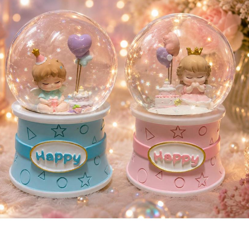 HAPPY BIRTHDAY SNOW BALL MUSICAL CRYSTAL BALL