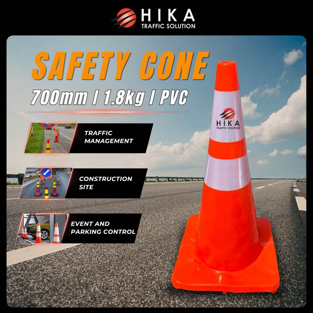 CAHAYA HIKA 1.8KG, 750MM I Safety Cone PVC Double Reflector Safety Cone พร้อมการตั้งค่าแสง 2 อัน