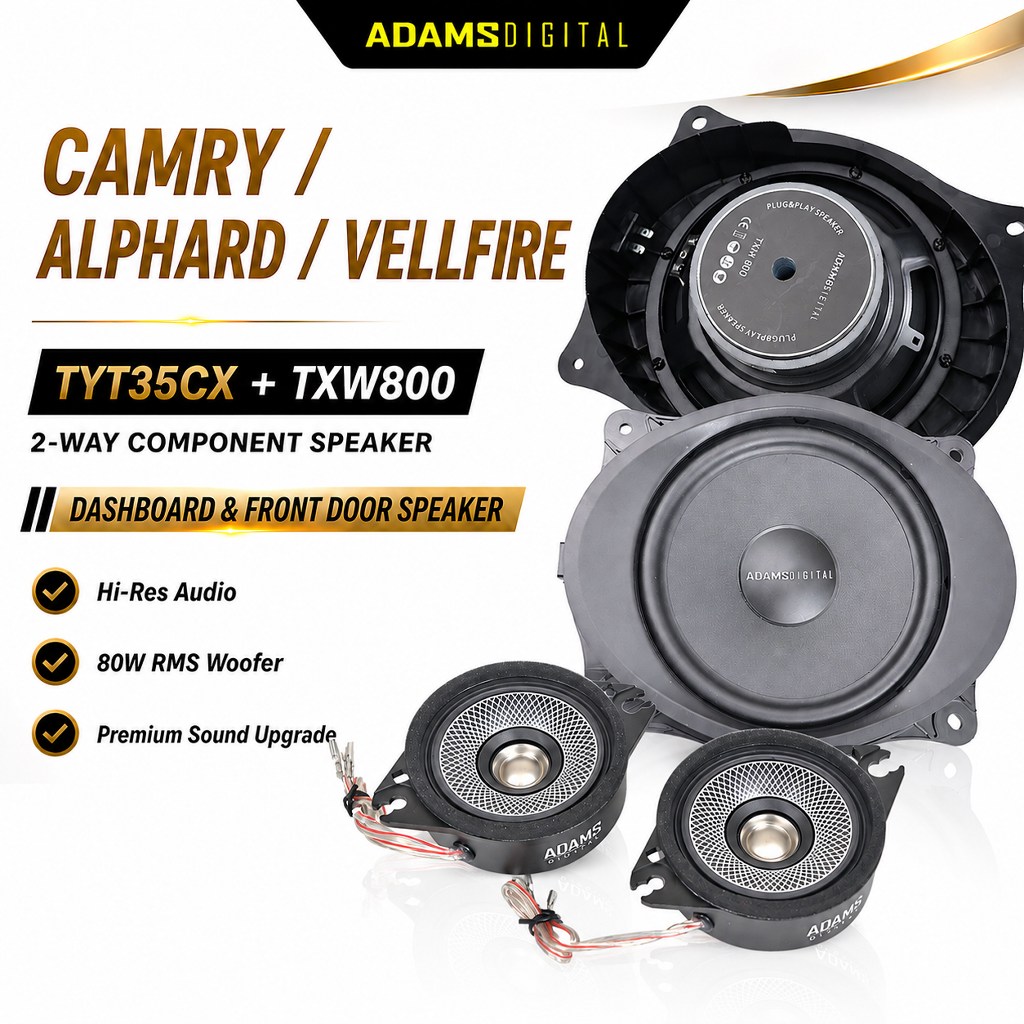 ADAMS DIGITAL ลําโพงส่วนประกอบ 2 ทิศทางสําหรับ Toyota Alphard 30 Vellfire 30 Camry XV50 TYT35CX + TX