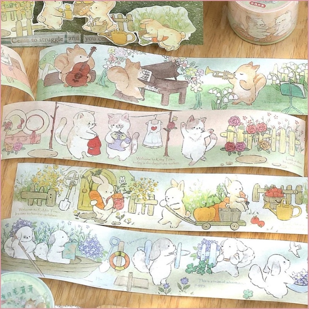 Heart Youxin ชุดเครื่องบิน 手里 การเข้ารหัสและ纸胶带分装 Furry Friend Series Journal Washi สติกเกอร์