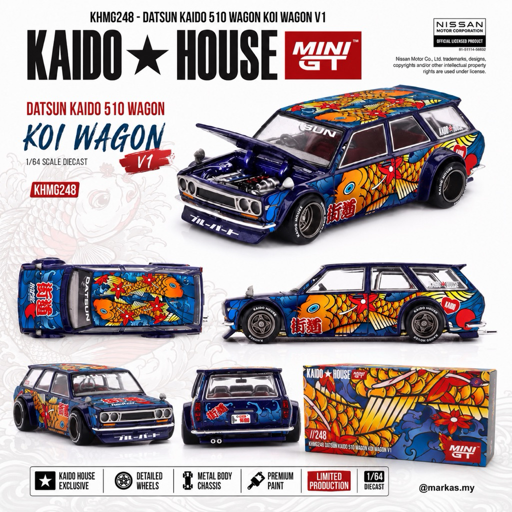 MINI GT X KAIDO HOUSE 1/64 KHMG248 DATSUN 510 WAGON KOI LIVERY