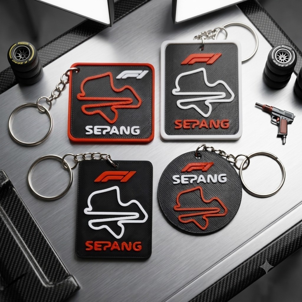 3D พิมพ์ Sepang F1 วงจรพวงกุญแจ PLA Motorsport Track เค้าโครงแท็กกระเป๋า Charm พวงกุญแจ Sepang Racin