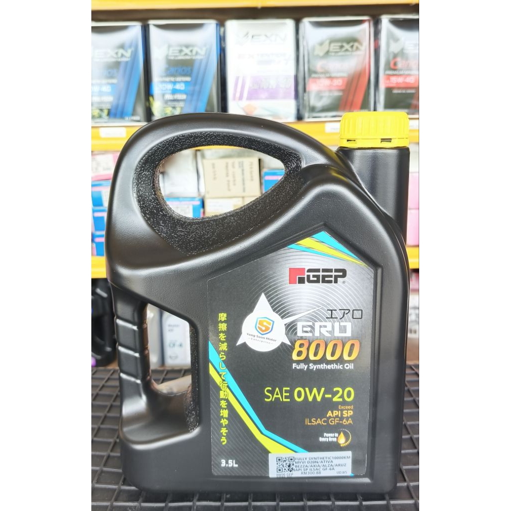 0W20 GEP API SP ILSAC GF-6A ENGINE OIL (10000KM)PERODUA MYVI,ALZA NEW,ATIVA,ARUZ,BEZZA,AXIA 4 LIRES 