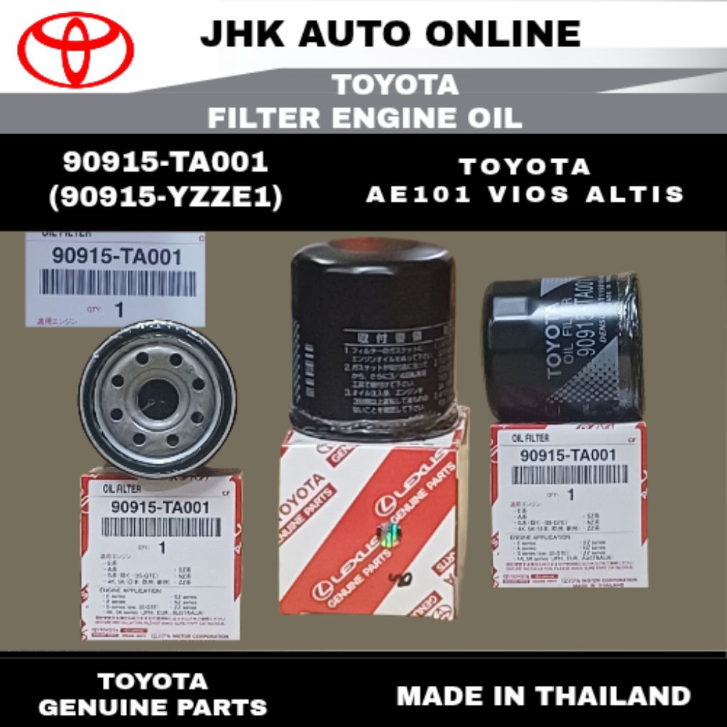 90915-TA001-(YZZE1)-AT-1636 (YZZE1) กรองน้ํามันเครื่อง TOYOTA PARTS & APM 100% NEW VIOS ALTIS AVANZA