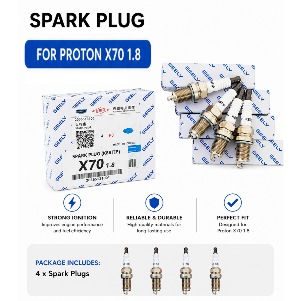 GEELY SPARK PLUG 2036513100 PROTON X70 1.8 K8RTIP 1 ชุด = 4 ชิ้น
