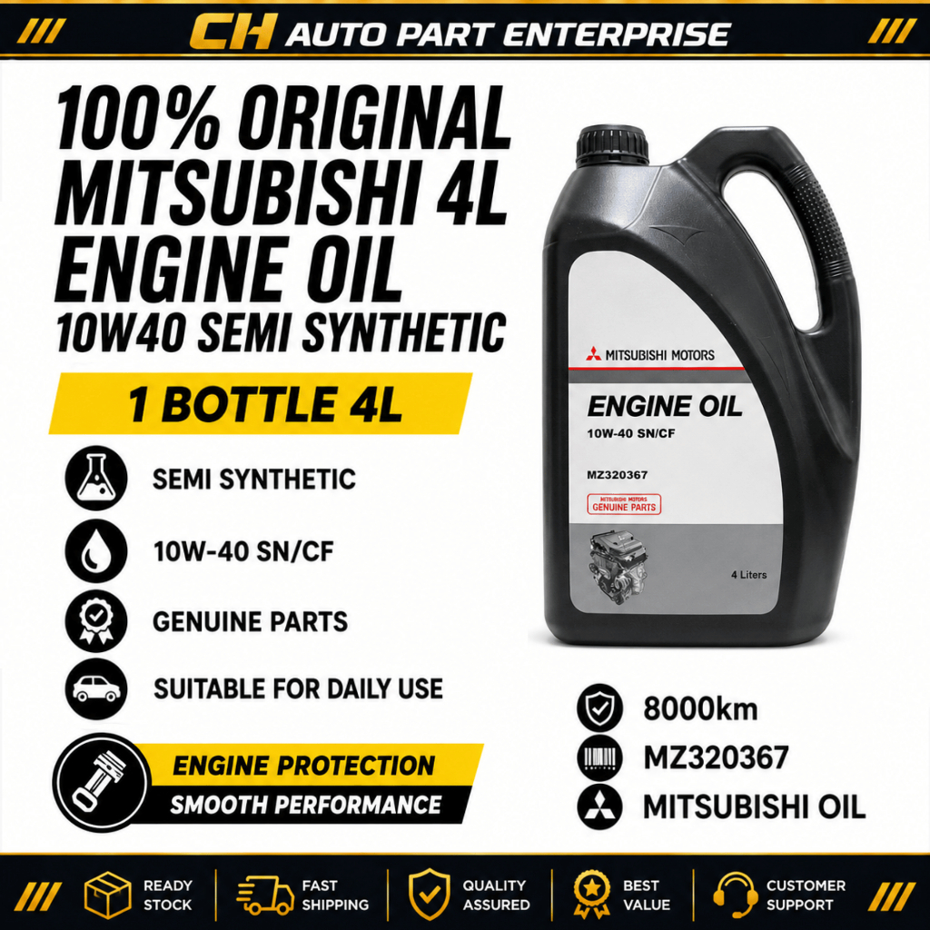 MITSUBISHI ENGINE OIL 10W40 SN/CF SEMI SYNTHETIC 4L 8000KM MZ320367 น้ํามันมอเตอร์
