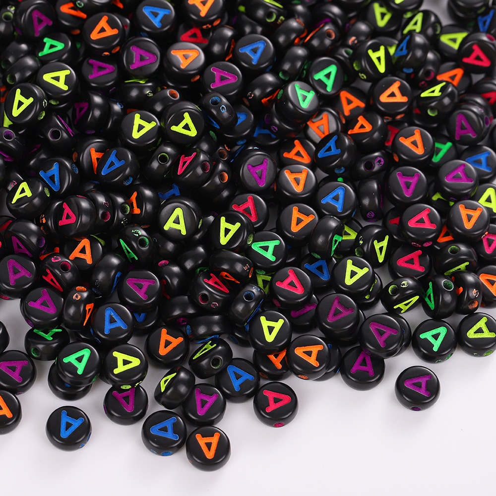 10 กรัมของ ALPHABET BEADS / ALPHABET BEAD พิเศษสีดํา (วัดสี) A - Z (YOU CAN CHOOSE)