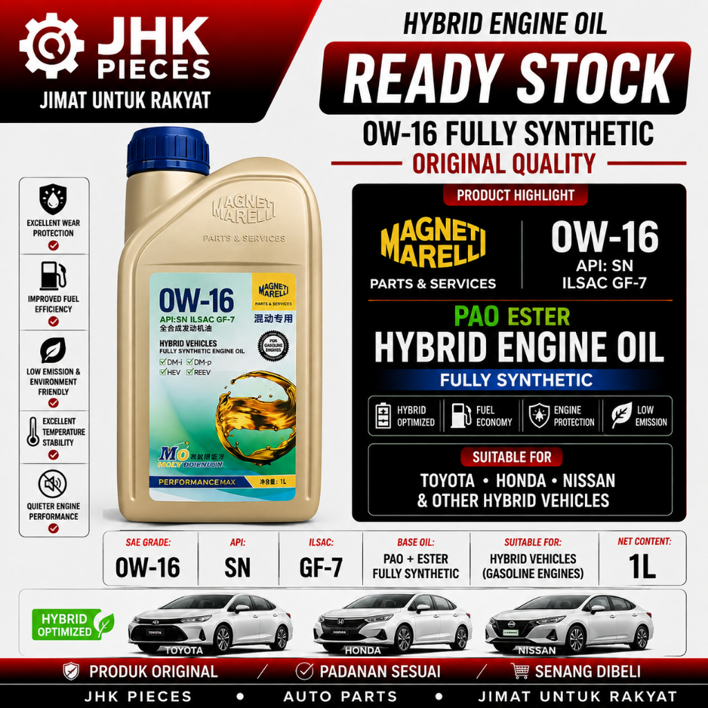 HYBRID CARMagneti Marelli(อิตาลี) 0W16 PAO+ESTER น้ํามันเครื่องสังเคราะห์แท้ Toyota Honda Nissan-1L