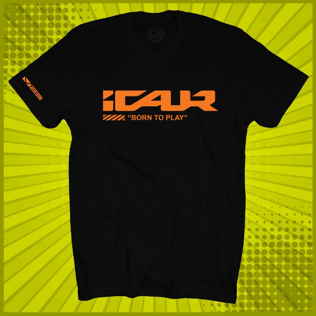 ใหม่โลโก้ ICAUR I-CAUR I CAUR BORN TO PLAY V23 โลโก้ EV SUV ROUND NECK SHORT SLEEVE 100% COTTON เสื้